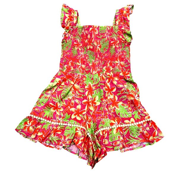 Tommy Bahama Girls‎ Floral Romper Dress & Straw Purse Set - Tropical Print 7 NWT - Picture 3 of 11